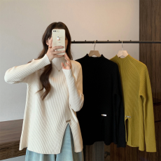 批发<b class='q'>秋</b>冬百搭新款半高领孕妇装针织毛衣孕妇上衣简约打底哺乳毛衣