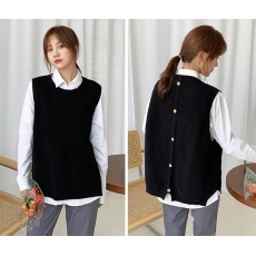 批发秋冬大码宽松针织毛线马甲女胖mm200斤无袖毛衣背心外穿马夹外套