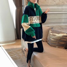 批发仿羊羔毛卫衣外套<b class='q'>女</b>宽松慵懒风套头加厚上衣秋冬2025年新款欧洲站