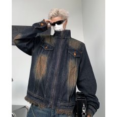 批发实拍实价 美式牛仔复古做旧休闲夹克翻领牛仔外套男女情侣外套