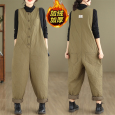 批发实拍2025冬季<b class='q'>新款</b>菱格压棉大码<b class='q'>连体裤</b>保暖哈伦裤