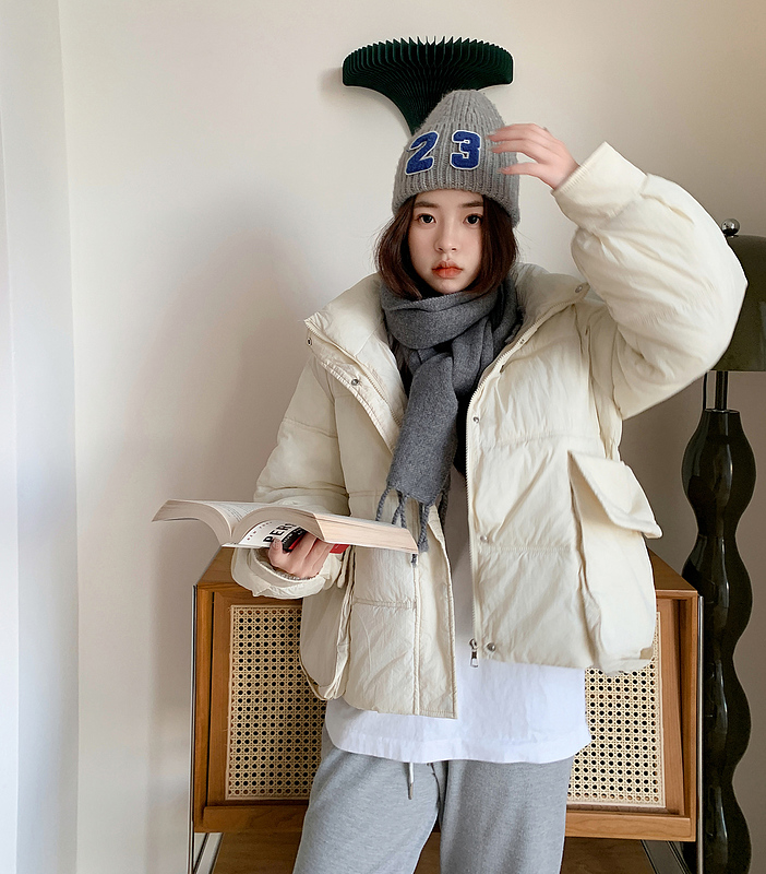 Real shot of Korean style bread coat loose thickened coat  large size women's down jacket women's short winter cotton coat