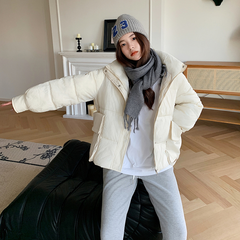 Real shot of Korean style bread coat loose thickened coat  large size women's down jacket women's short winter cotton coat