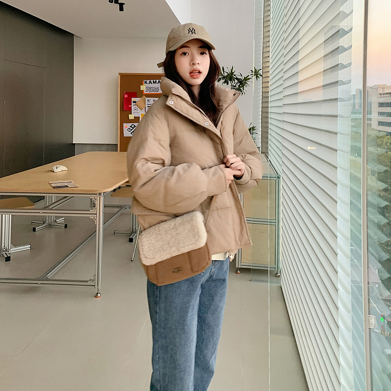 Real shot of Korean style bread coat loose thickened coat  large size women's down jacket women's short winter cotton coat