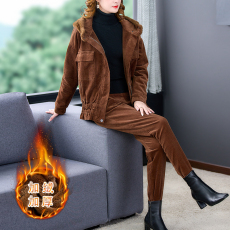 批发2025秋冬加厚夹棉新款中老年套装<b class='q'>妈妈装</b>