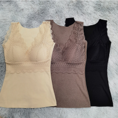 批发新款德绒保暖背心女无痕发热加绒加厚秋冬内搭打底吊带上身内衣