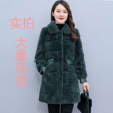 批发实拍2025冬新款<b class='q'>海宁</b>皮草女整貂中长款仿貂皮大衣外套显瘦韩版