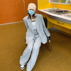 批发2026年秋冬新款 女宽松<b class='q'>西服</b>+阔腿裤 套装 学院风酷帅<b class='q'>休闲</b>时尚套装