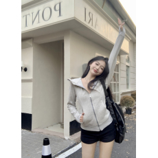 批发实拍实价 lulu松弛感加绒连帽卫衣灰色百搭外套