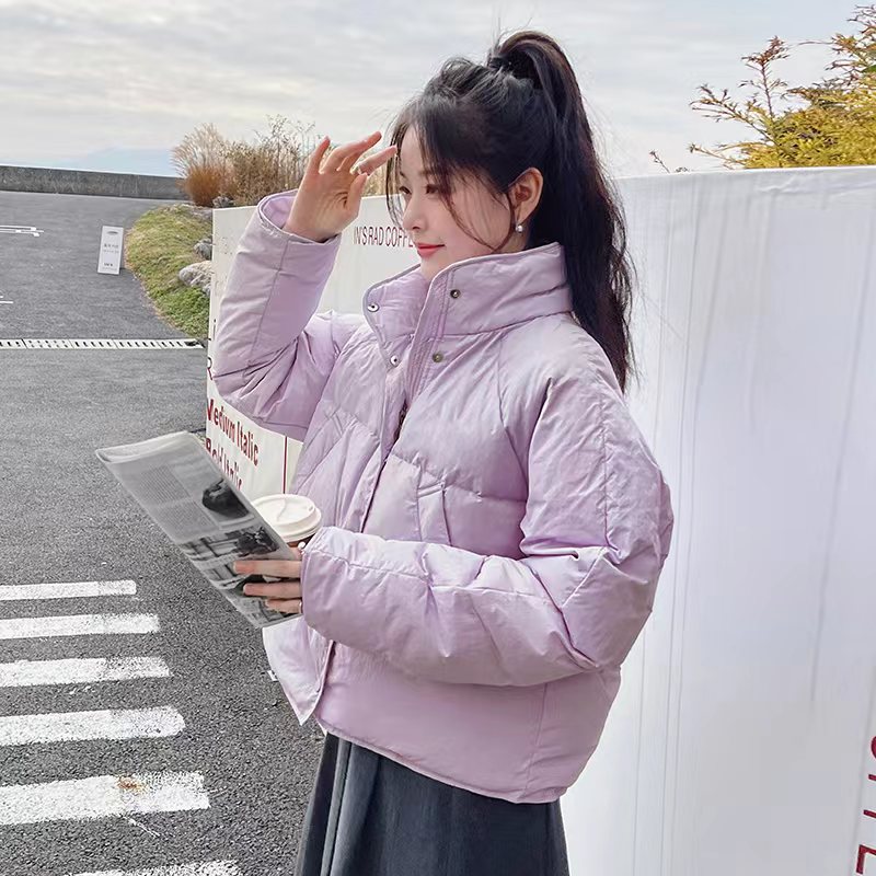 Sweet  version with creamy small design, down and cotton jacket, simple solid color, winter casual_voghion.com