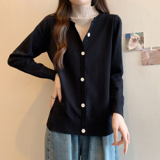 批发2026年春秋新款半高领长袖针织衫上衣<b class='q'>大码</b><b class='q'>女装</b>宽松条纹拼色毛衣