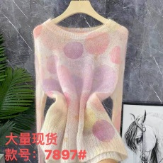 批发一线大品牌高端剪标女装外贸出口<b class='q'>原</b><b class='q'>单</b>马海毛渐变波点针织衫薄上衣