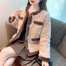批发小香风<b class='q'>短</b>款羊羔毛外套女秋冬韩版宽松小个子夹棉加厚保暖毛绒上衣