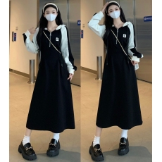 批发实拍 <b class='q'>卫衣</b>连衣裙2025秋季新款高级感气质收腰显瘦胖MM遮肉长裙子