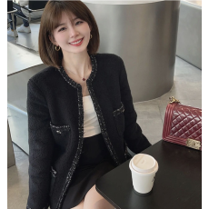 批发2026秋冬装新款大码女装韩版编织粗花呢休闲<b class='q'>显瘦</b><b class='q'>外套</b>上衣