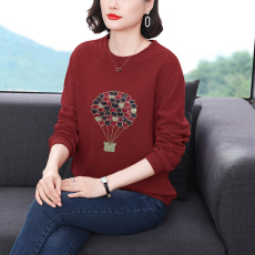 批发2026春秋新款圆领卫衣女落肩袖百搭休闲<b class='q'>上衣</b>大码妈妈长袖<b class='q'>上衣</b>T恤