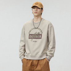 批发实拍2023秋季新款潮牌印花卫衣男宽松百搭圆领长袖休闲卫衣