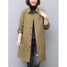 批发 2023冬季新款 妈妈休闲风衣加厚长款薄棉衣