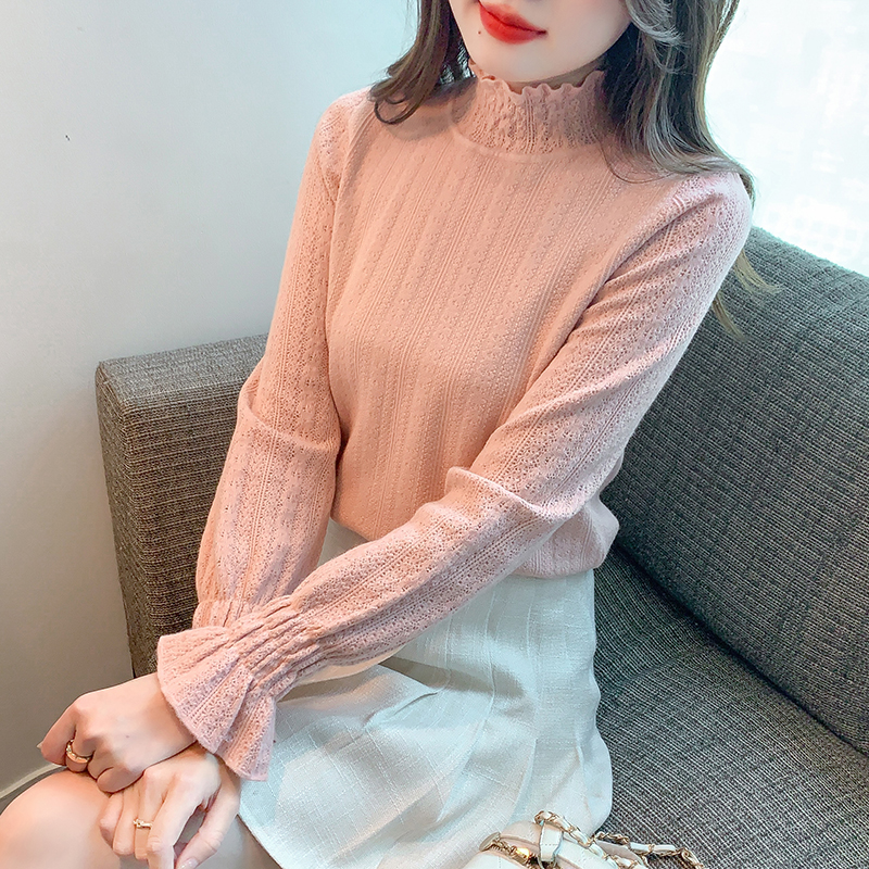 MY15099# 宫廷风打底衫女新款法式立领小衫半高领内搭上衣女裝貨源服裝批發