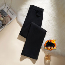 批发实拍大码胖妹妹冬季新款加绒加厚韩版高腰显瘦烟管小直筒<b class='q'>牛仔裤</b>女