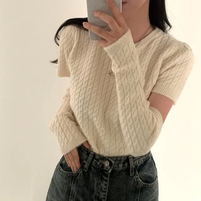여성용 가을 루즈핏 니트 셔츠 상세 이미지 6