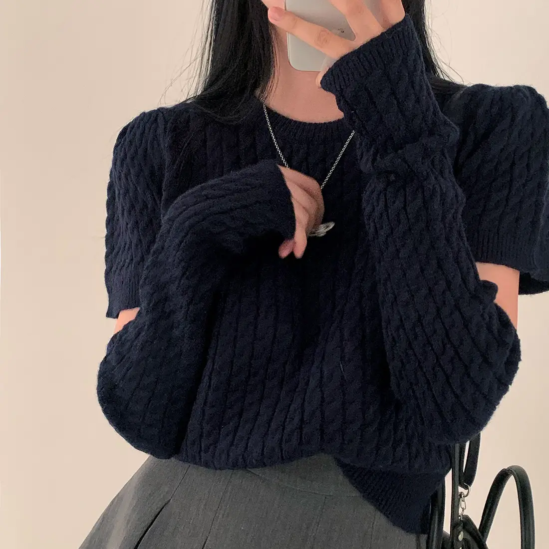 여성용 가을 루즈핏 니트 셔츠 상세 이미지 33