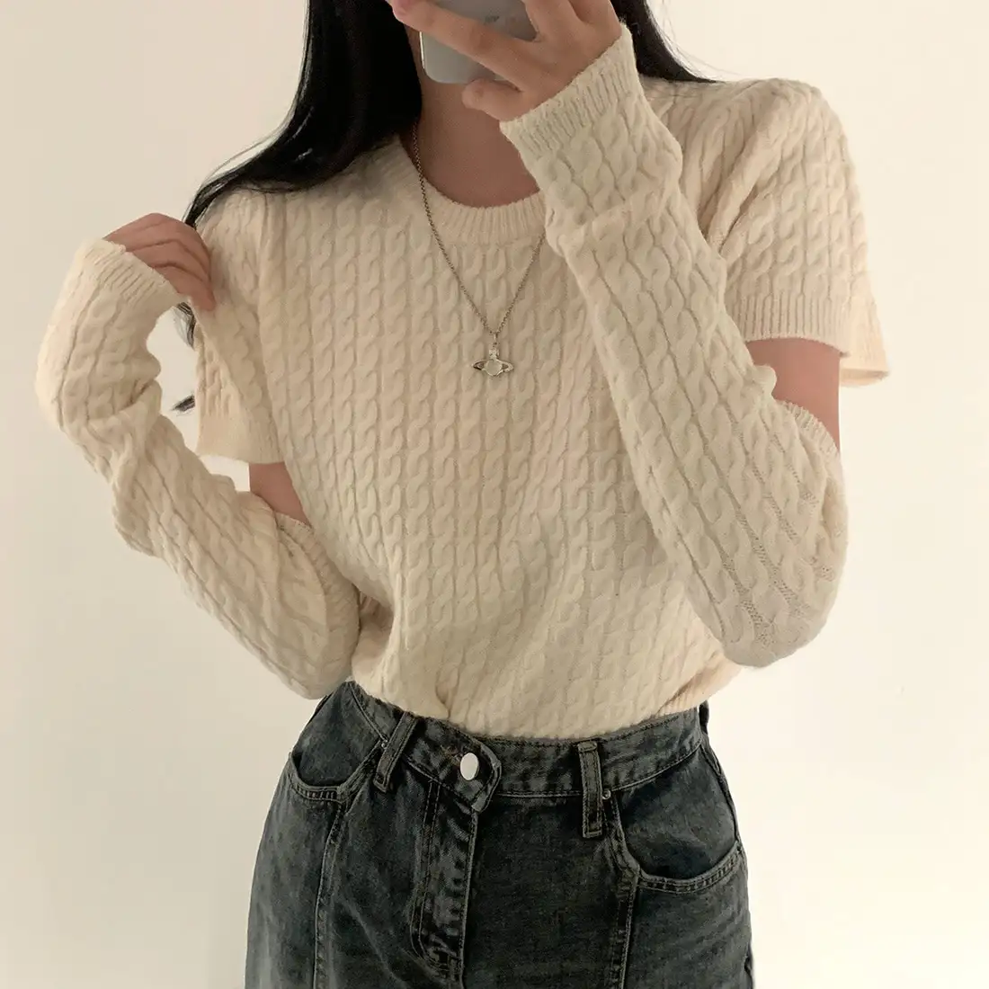 여성용 가을 루즈핏 니트 셔츠 상세 이미지 39