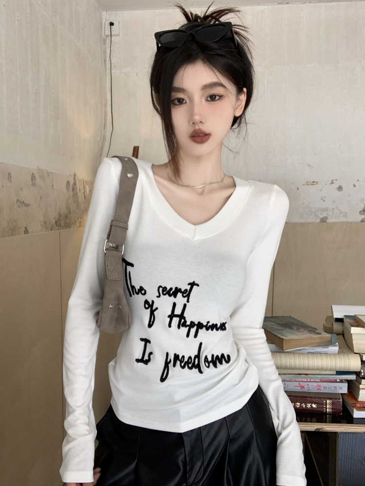 실사 V넥 긴팔 긍정적 인 어깨 자외선 차단 몸매 가꾸기 만나는 달콤한 매운맛 맨위