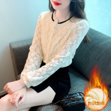 批发2026新款女装<b class='q'>蕾丝</b>打底衫女秋冬款女<b class='q'>上衣</b>立领加绒加厚高端洋气小衫