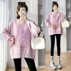 批发实拍 春秋款孕妇装刺绣工艺印花宽松孕妇卫衣宽松孕妇上衣