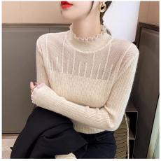 批发白领<b class='q'>哥</b><b class='q'>弟</b>新2023秋冬修身百搭蕾丝镂空针织内搭毛衣半高领打底衫女