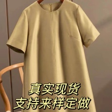 批发清仓货捡漏尾<b class='q'>单</b>剪标女装一线大品牌<b class='q'>原</b>外贸真丝羊毛圆领短袖连衣裙