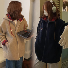 批发 秋冬孕妇加绒加厚羊羔毛套头外套孕妇宽松