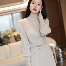 批发优雅气质收腰针织连衣裙女装2022春季新款洋气百搭打底裙子