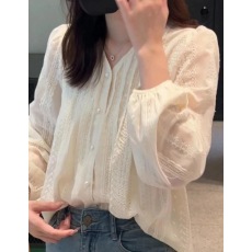 批发已出货  韩国chic设计感小众蕾丝长袖刺绣小衫打底衫上衣