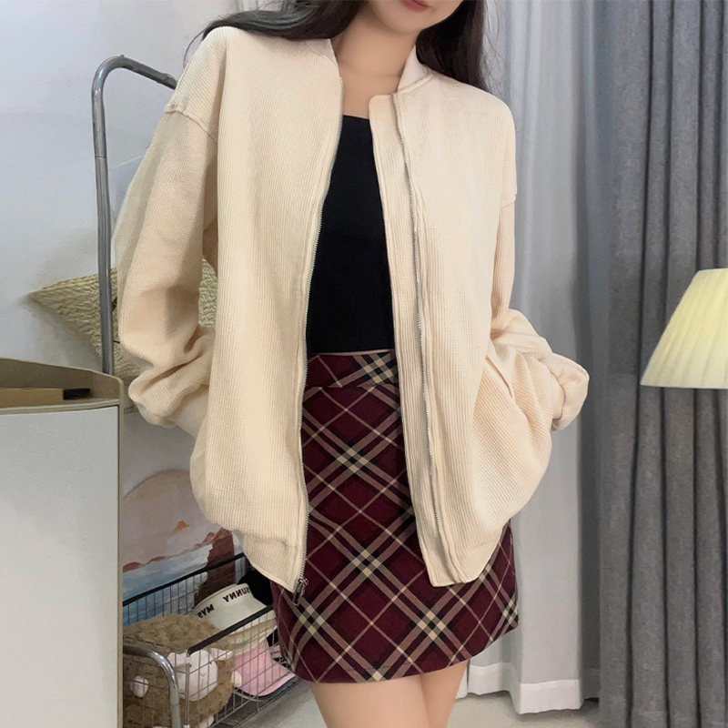 實拍美式復古慵懶風外套女春秋季2023新款街頭寬鬆休閒夾克棒球服