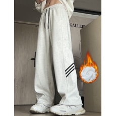 批发加绒秋宽松百搭直筒束脚灰色卫<b class='q'>裤</b>抽绳<b class='q'>条纹</b>高街休闲运动<b class='q'>裤</b>