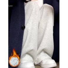 批发运动裤女小个子春秋年新款<b class='q'>休闲</b>宽松直筒阔腿裤灰色束脚卫裤子