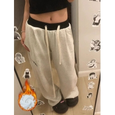 批发常规/加绒 美式灰色运动裤女秋冬新款宽松直筒阔腿休闲卫裤