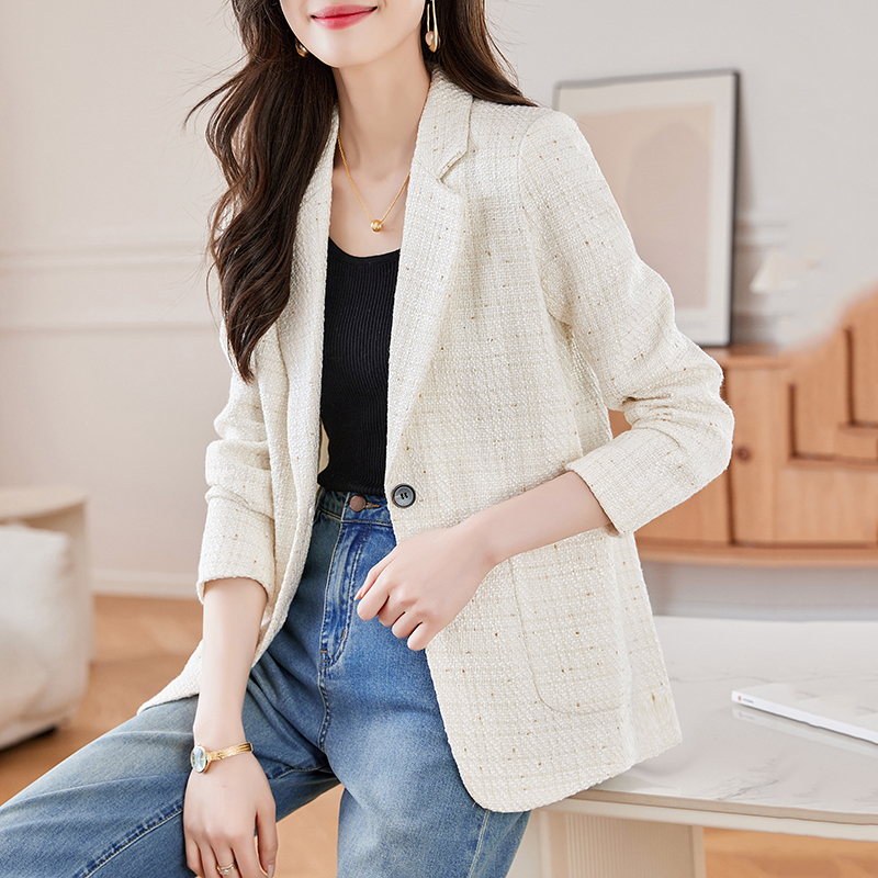 PF23884# 小香风外套 气质休闲百搭今年流行的格子小西装上衣秋冬女裝貨源服裝批發