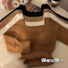 批发实价实拍秋冬双面磨毛自发热保暖内衣女带胸垫打底衫<b class='q'>塑</b><b class='q'>身</b>美体秋衣