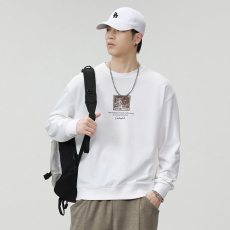 批发实拍2023秋季新款美式卫衣男潮牌百搭简约宽松圆领长袖上衣