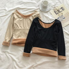 批发实拍实价 冬季大圆领加绒加厚保暖打底上衣女修身长袖