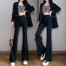 批发实拍2026春季<b class='q'>休闲</b>裤女新款韩版高腰显瘦垂感拖地加长大喇叭裤