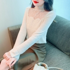 批发加厚水貂毛<b class='q'>蕾丝</b>打底衫女2026新款秋冬季洋气<b class='q'>蕾丝</b><b class='q'>上衣</b>针织小衫