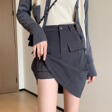 批发实拍裙半身裙女<b class='q'>秋</b>冬款显瘦伞裙裙裤卡其色a字裙半裙西装裙子短裙