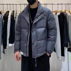批发潮牌男士短款羽绒服冬季立领款加厚拼色宽松外套无帽高端2023新款