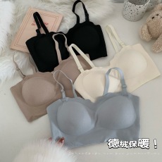 批发实价实拍 秋<b class='q'>冬</b>德绒无痕背心式文胸女无钢圈舒适聚拢上托小胸内衣