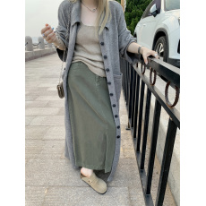 批发特价 大码百搭洋气复古高腰牛仔半身长裙 不退不换 休闲开叉长裙