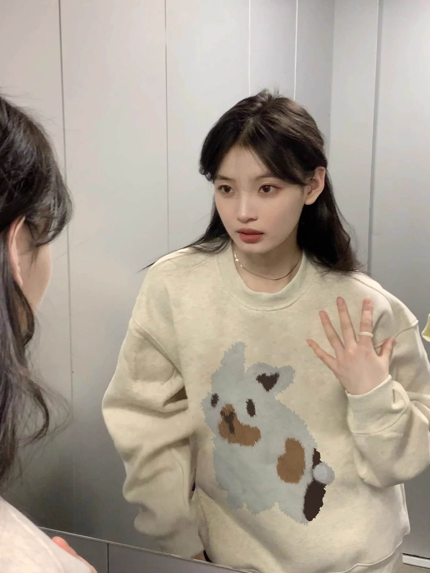 慵懶風復古套頭衛衣女設計感小眾寬鬆印花簡約上衣外套